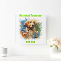 National Purebred Dog Day Celebration Artwork Square Wall Clock