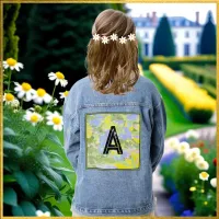 Modern Floral Abstract Yellow Stylish Monogrammed Denim Jacket