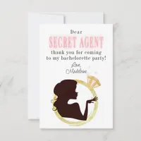 Secret Agent License Party Bachelorette Itinerary Thank You Card