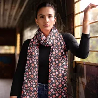 Halloween Polka Dots Black Orange Pattern Scarf