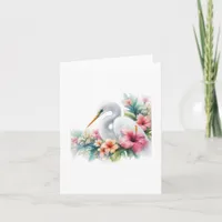 Tropical Bird Coastal Egret Blank Note Card