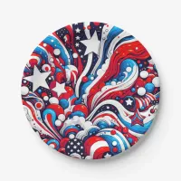 Red, White and Blue Patriotic Fourth of July  Paper Plates