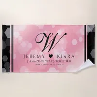 Elegant 2nd 5th Rose Quartz Wedding Anniversary Beach Towel