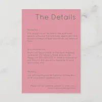 Modern Retro Pink & White Wedding  Enclosure Card