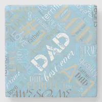 Best Ever Dad Word Cloud Blue ID263 Stone Coaster