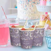 Celestial Moon Star Floral Lavender Baby Shower Paper Cups