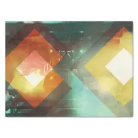 Seventies Orange Abstract Techno Triangles Tissue Paper