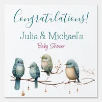 Whimsical Birds on Branches  Pastel Baby Shower Sign