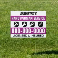 18" x 24" Black and Purple Handywoman Yard Sign