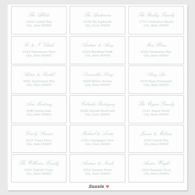 Sea Glass Script 18 Guest Address Labels