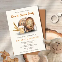 Beer and Diapers Gender Neutral Coed Baby Shower Invitation