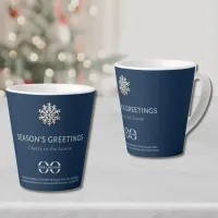 Snowflake Season's Greetings Latte Mug with Logo