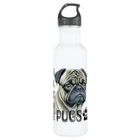 I Love Pugs | Cute Dog Owners Stainless Steel Water Bottle