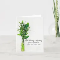 Greenery in Vase Funeral Memorial Sympathy Thank You Card