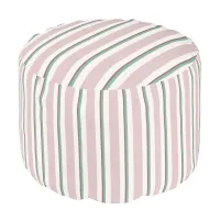 Briannamae Pink and Green Stripe Round Pouf