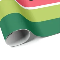 Coral Pink Green Watermelon Fruit Stripes Pattern Wrapping Paper