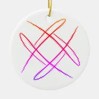 Pink Criss Cross Mandala Doodle #15  Ceramic Ornament