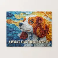 King Charles Paper Quilling Art Dog Portrait Jigsaw Puzzle