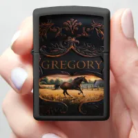 Horse Running In Field Zippo Lighter