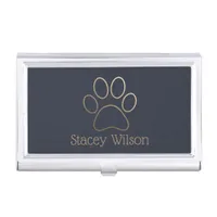 Paw Print Logo In Navy and Gold Business Card Case