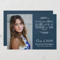 Modern Christian Bible Verse Graduation Photo Invitation