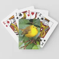 Beautiful Wilson's Warbler in the Cherry Tree Playing Cards