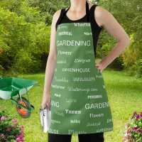 Gardening Words Patterned Stylish Green Garden Apron