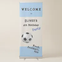 Soccer Football Kids Birthday Party Blue Welcome Retractable Banner