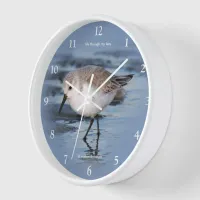 Cute Sanderling Shorebird Wandering a Winter Beach Clock