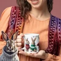 Rabbits in Jumpers cute bunny knitting lover Coffee Mug