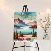 Watercolor Mountain Views Wedding  Welcome Foam Board