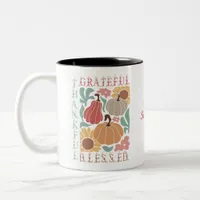 Boho Fall Grateful Thankful Blessed Thanksgiving Two-Tone Coffee Mug