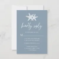 Dusty Blue Modern Beach Starfish Wedding  RSVP Card