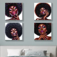 Melanin Chic Afro Beauty with Holographic Accents  Acrylic Photo Tile