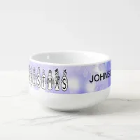 Merry Christmas Snow People Font Family Name Soup Mug