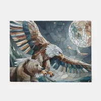 Mosaic Ai Art | Brown Bear and an Eagle Full Moon Doormat