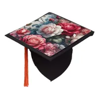 Timeless Rose Floral Charm Graduation Cap Topper