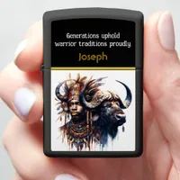 Warrior united with buffalo spirit zippo lighter