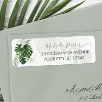 Modern Elegant Tropical Leaves Return Address Label