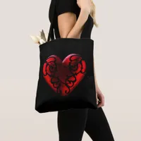 Filigree Goth Red Heart Tote Bag