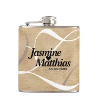 Rustic Elegant Vintage Monogram Burlap Wedding Flask