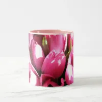 Pink Tulips Two-Tone Coffee Mug