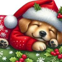 W2A Funny Cute Dreaming Santa Puppy Paws