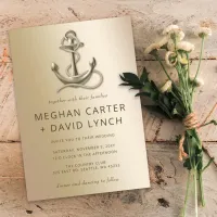 Rustic Vintage Anchor Nautical Wedding Invitation