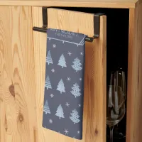 Christmas Trees and Snowflakes Pattern Blue ID863 Kitchen Towel