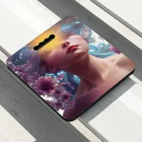 Vicky has her head in the floral clouds AI Art Seat Cushion