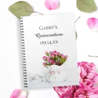 Teapot with Pink Roses Quincea&#241;era Guest Book