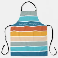 Modern Retro Sunset Stripes Personalized  Apron