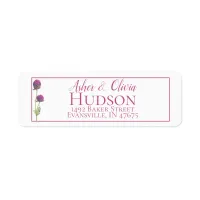 Simple Watercolor Amaranth Thistle Flower Wedding Label