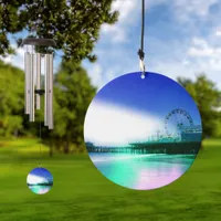 Santa Monica Pier - Blue Green Photo Edit Wind Chime